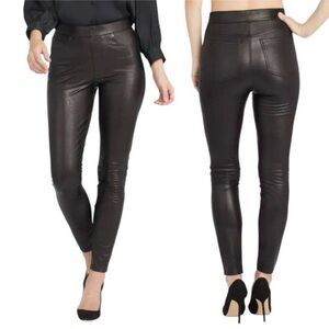 SPANX Black Leather Like Skinny Pull On Pants Vegan Faux 20282Q Size 2X P